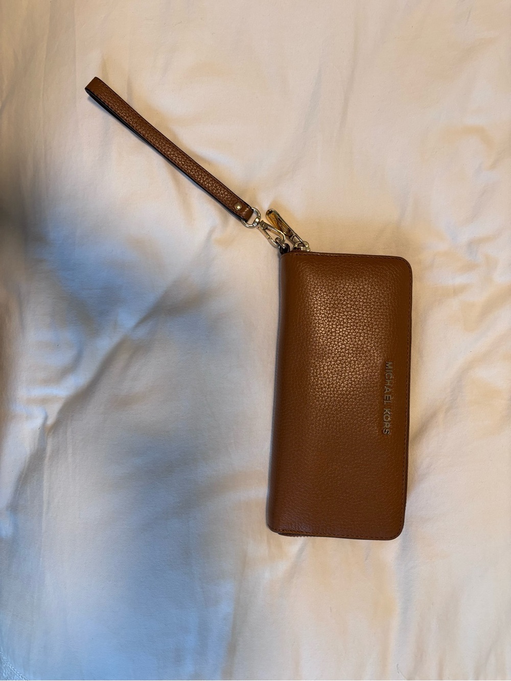 Michael Kors Brown Leather Wristlet Wallet with Strap